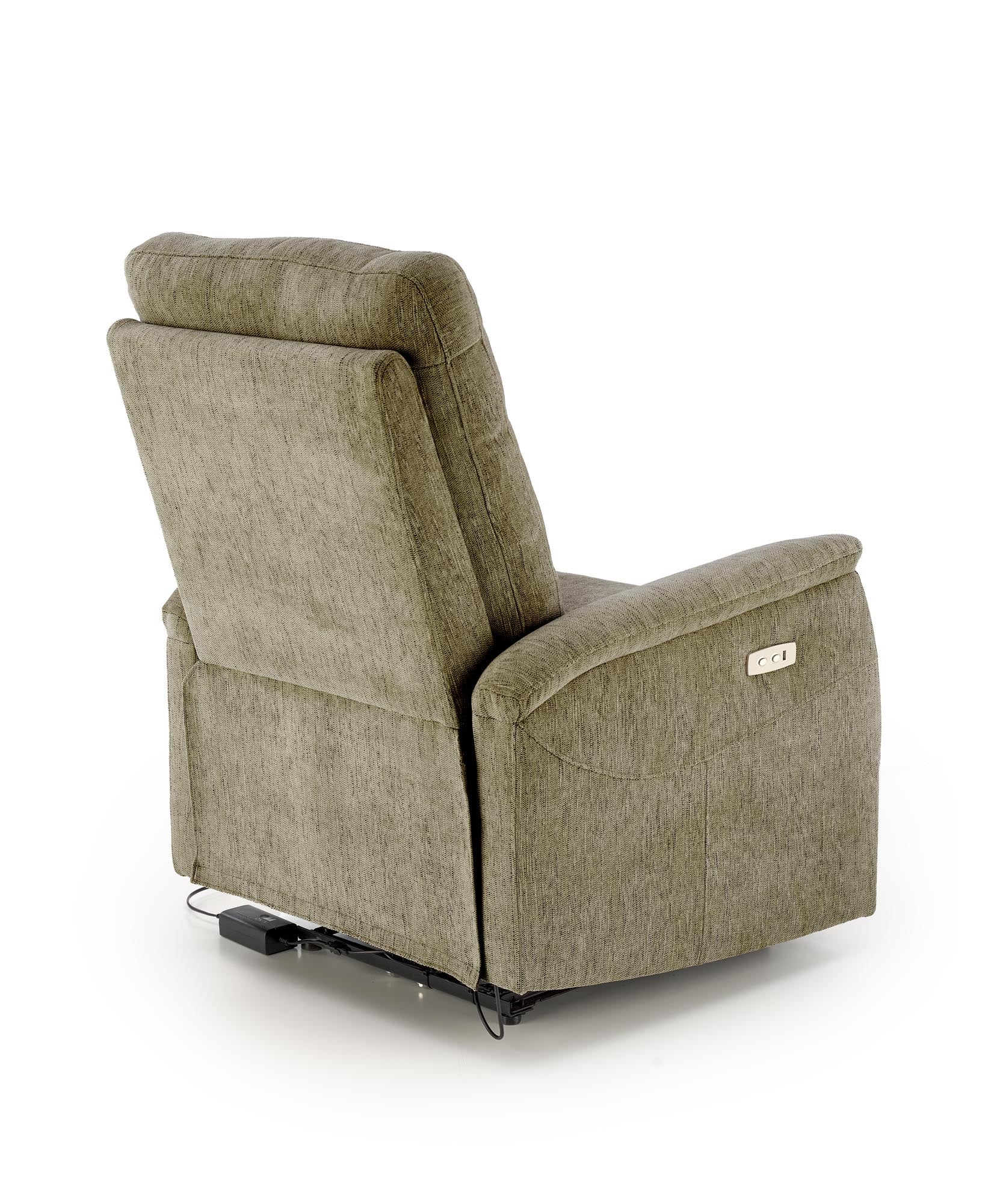 Fotoliu Recliner cu mecanism electric, tapitat cu stofa, Jamal Verde, l80xA90xH105 cm (1)