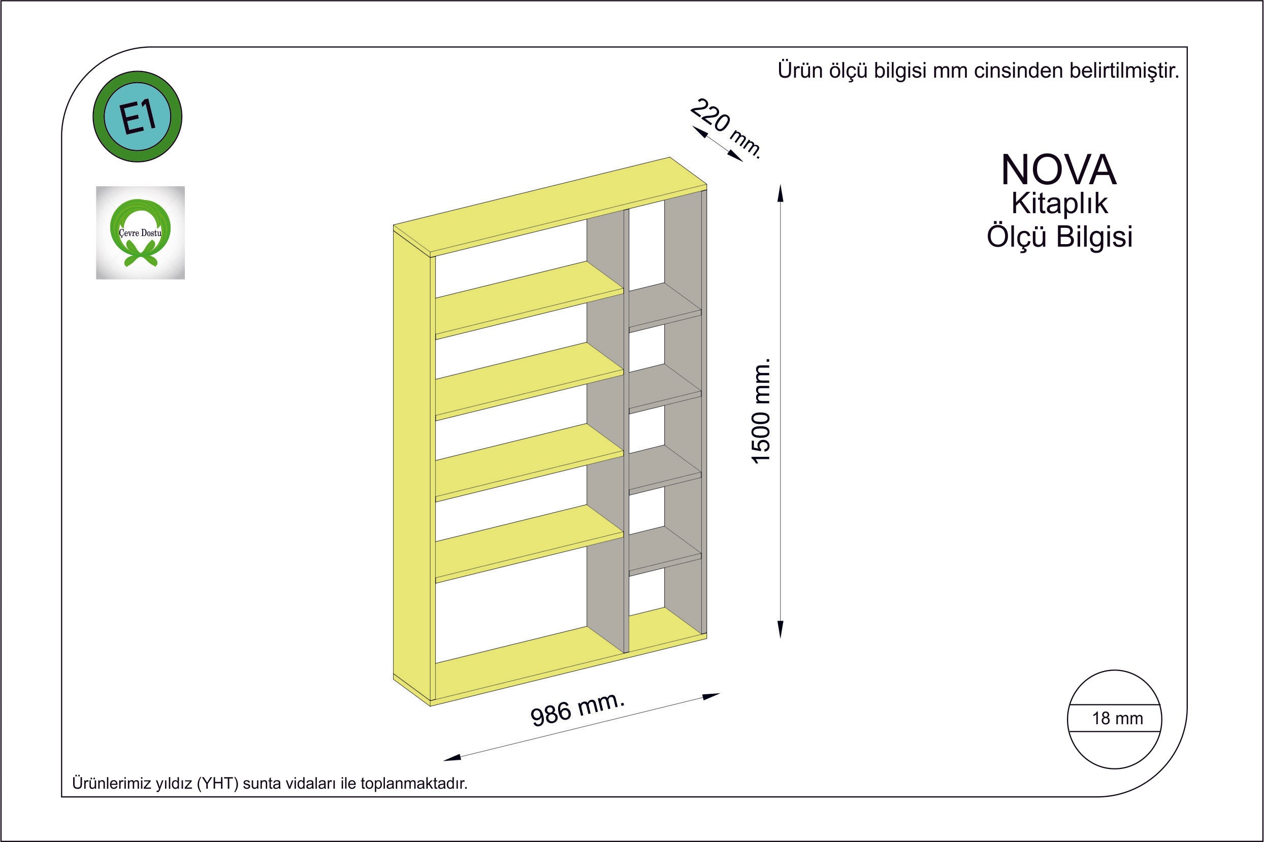 Biblioteca din pal, Nova Stejar Sapphire / Gri Deschis, l98,6xA22xH150 cm (1)