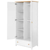 Armoire en bois clair, avec 2 portes et 1 tiroir pour enfants et adolescents, Story 12, Blanc/Chêne, L85xl52xH186 cm