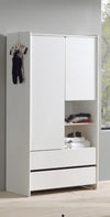 Armoire en bois en pin et MDF, avec 2 portes et 2 tiroirs, pour enfants Kiddy White, L90XA55XH180 cm