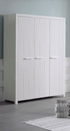 Armoire en bois en pin et MDF avec 3 portes, pour les enfants Erik White, L144.5xa55xh205 cm