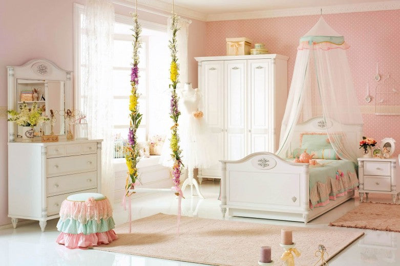 Armoire à palettes avec 3 portes, pour enfants et adolescents Romantic Blanc