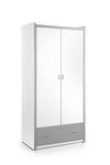 PAL et armoire en métal avec 2 portes et 1 tiroir, pour les enfants blancs blanc / gris, L96.5xa60xh202 cm