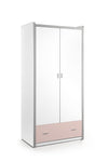 PAL et armoire en métal avec 2 portes et 1 tiroir, pour Bonny White / Pink Children, L96.5xa60xh202 cm