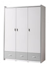 PAL et armoire en métal avec 3 portes et 3 tiroirs, pour les enfants Bonny blanc / gris, L140.5xa59xh202 cm