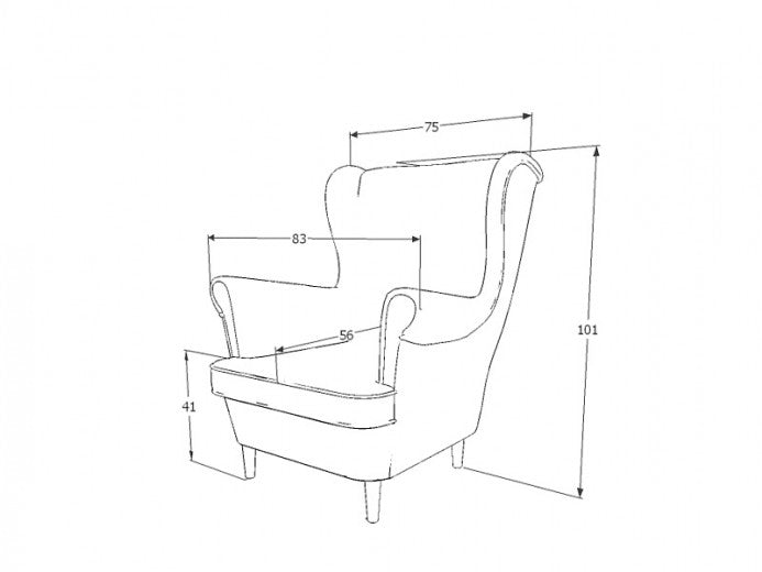 Fauteuil fixe tapissé de tissu et pieds en bois Lady Velvet Curry, l75xA85xH101 cm