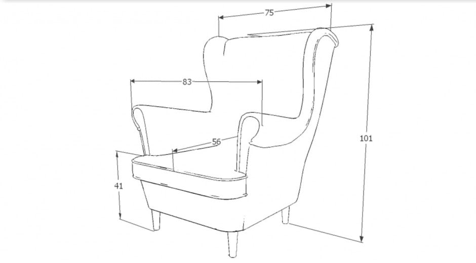 Fauteuil fixe tapissé de tissu et pieds en bois Lady Velvet Beige / Wengé, l75xA85xH101 cm